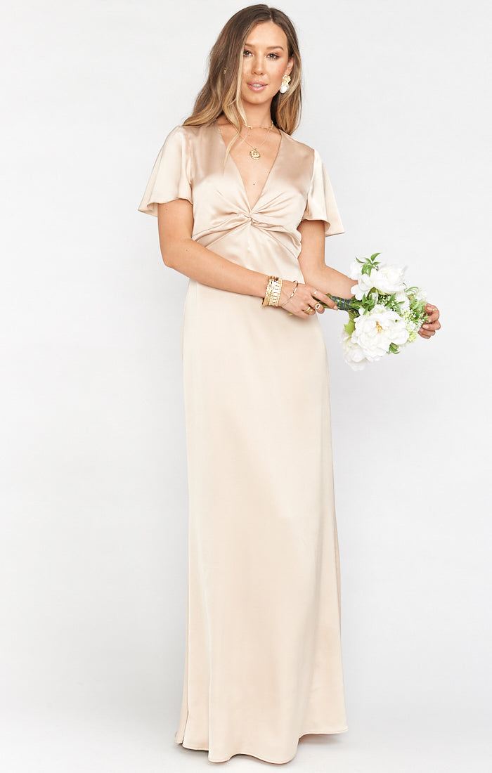 Rome Twist Gown ~ Champagne Luxe Satin ...